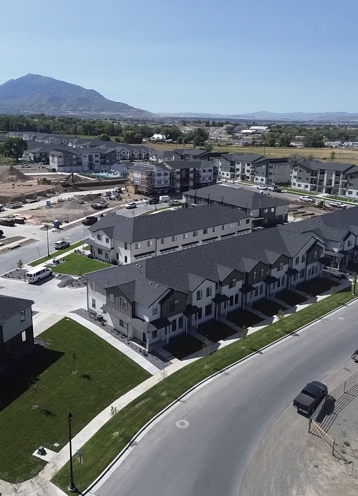 Aerial view of new townhome development