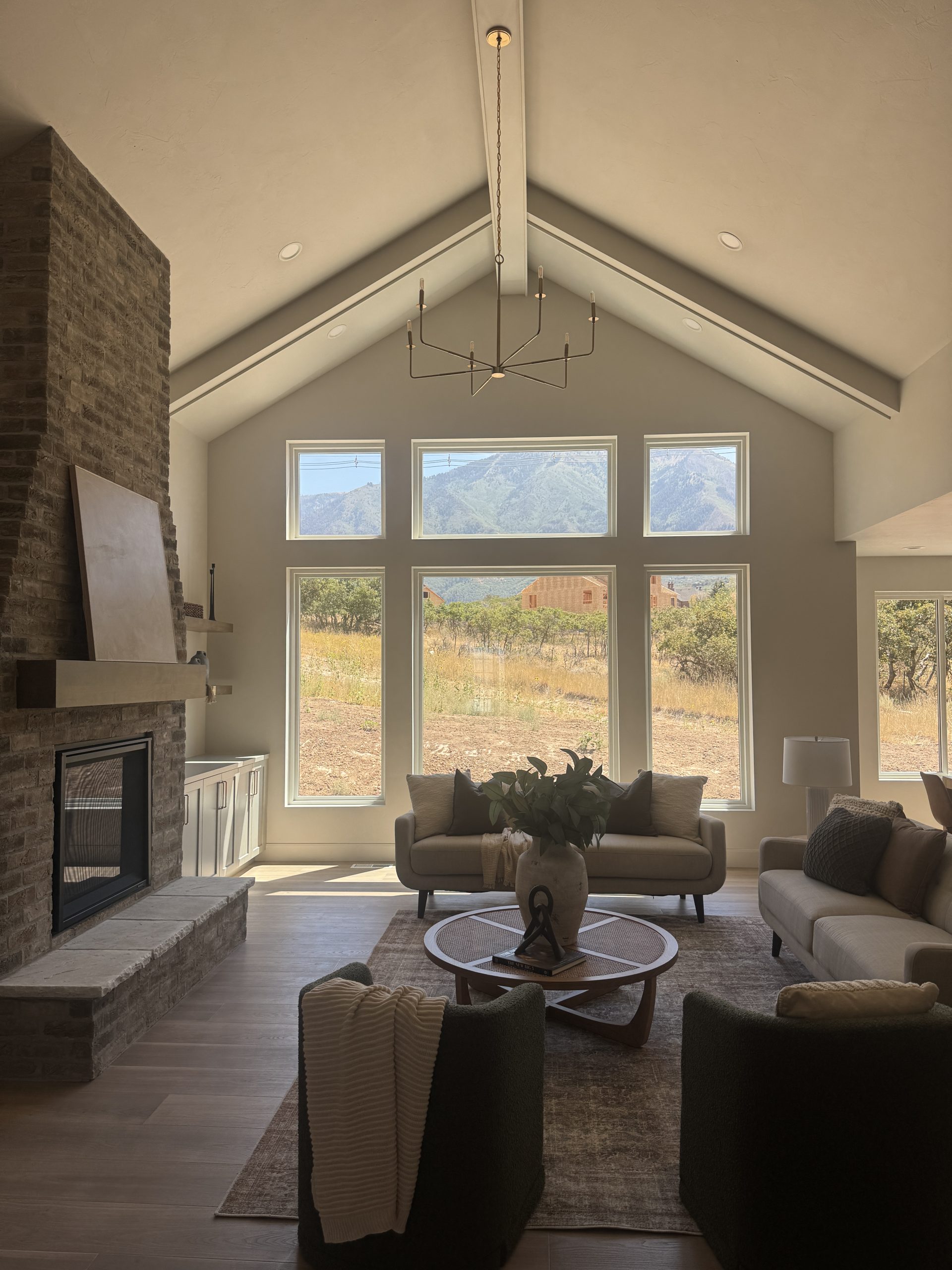 Vaulted great room in a new construction home